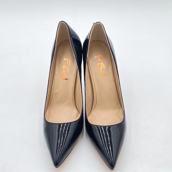 FSJ Black Formal Pointed Toe Pumps High Heel Sexy Stilettos Slip On Office Shoe - Picture 3 of 8
